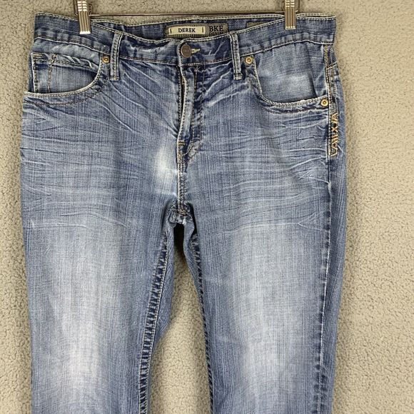 BKE Derek Jeans Men’s 34x29 Blue Straight Leg‎ Medium Wash Cotton - Picture 2 of 8